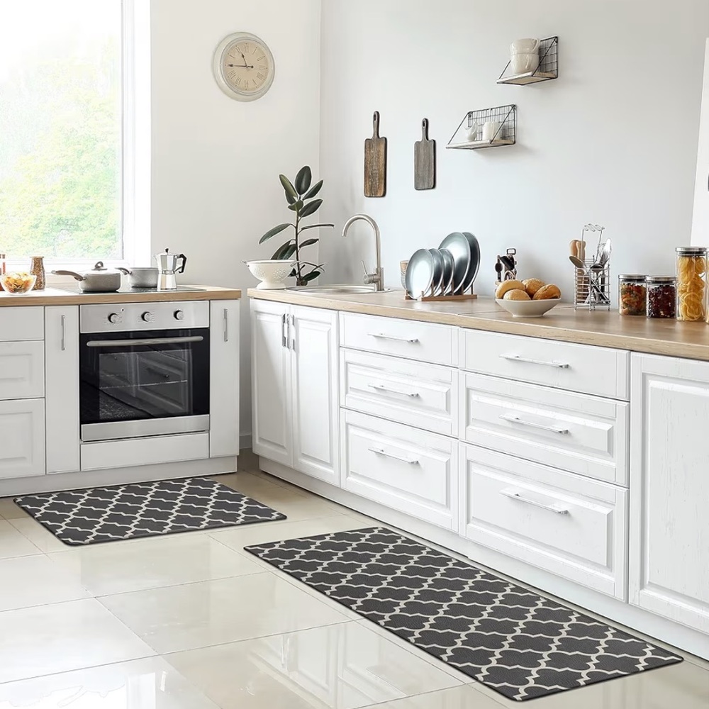 *New* Gray Geometric Design Kitchen ComfiLife Rugs (2 Pack - Medium/Large) - Picture 2 of 13